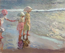 LAS TRES HERMANAS EN LA PLAYA by Joaquin Sorolla y Bastida